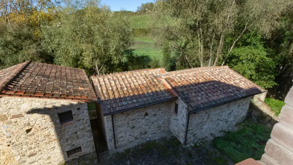 Aerial - Casale with Pool in Gaiole in Chianti