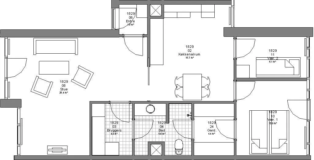Floor Plan - Contemporary Apartment with Balcony in Herning