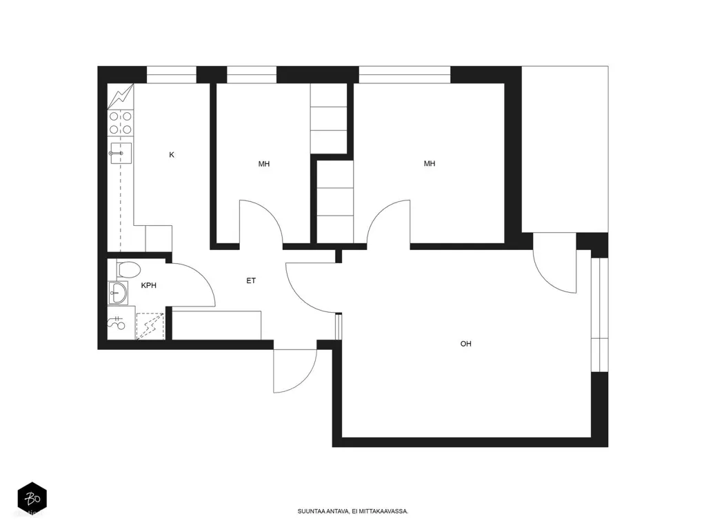 Floor Plan - Renovated Apartment with Balcony in Turku
