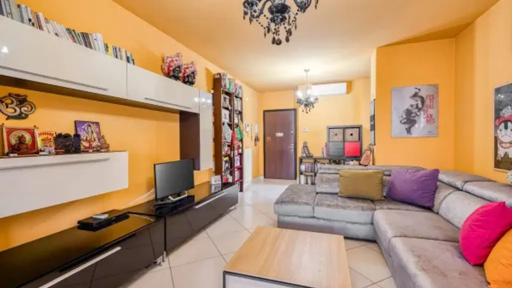 Living Room - Duplex with Panoramic Terrace in San Donato Milanese