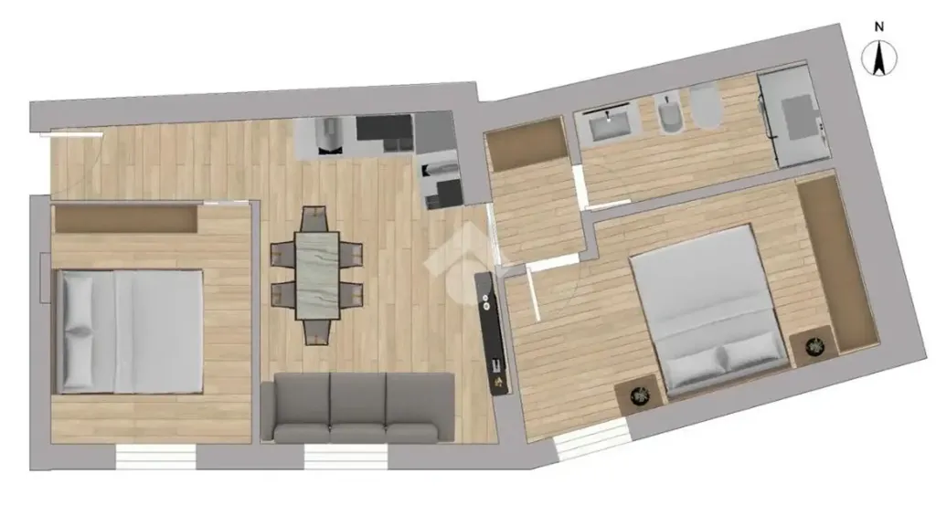 Plan - Bilocale with Sea View in Montecorice