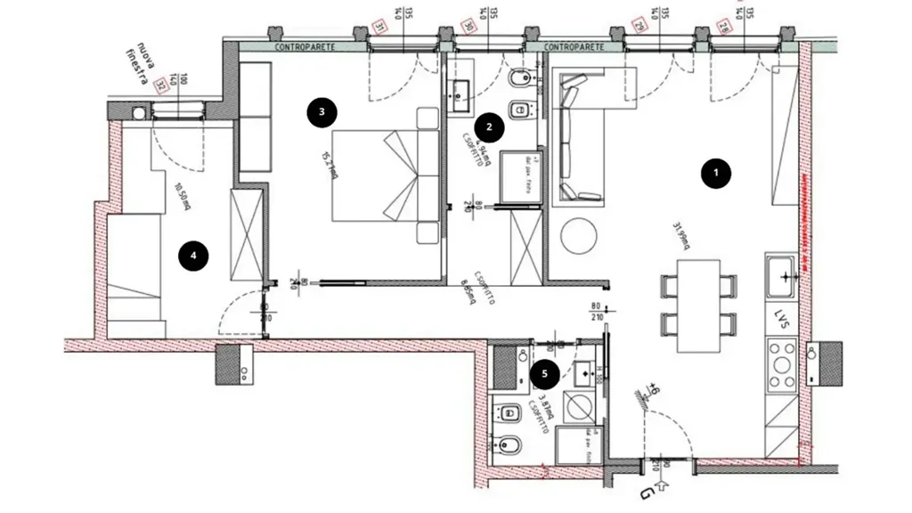 Plan - Modernised Apartment with River View in Padua