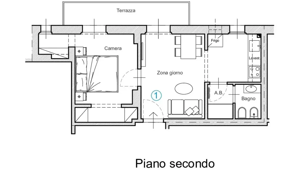 Plan - Modern Bilocale with Terrace in Florence