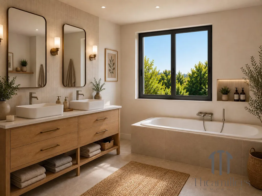 Salles de bain - Villa contemporaine avec vue dégagée à Saint-Étienne-du-Grès