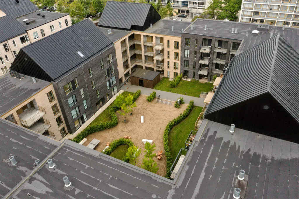 Vue aérienne - Modern Apartment with Garden Access in Aarhus