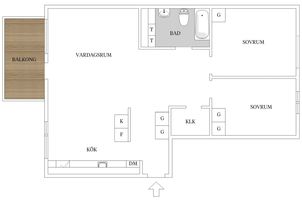 Floor Plan - Apartment with Glass Balcony in Grimmered