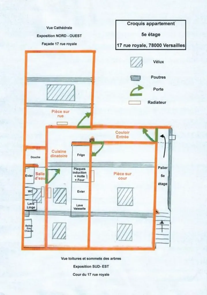 Planimetria - 3-Bedroom Apartment, Top Floor, Versailles
