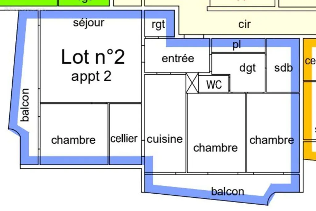 Planimetria - Apartment with Two Balconies in Trélazé