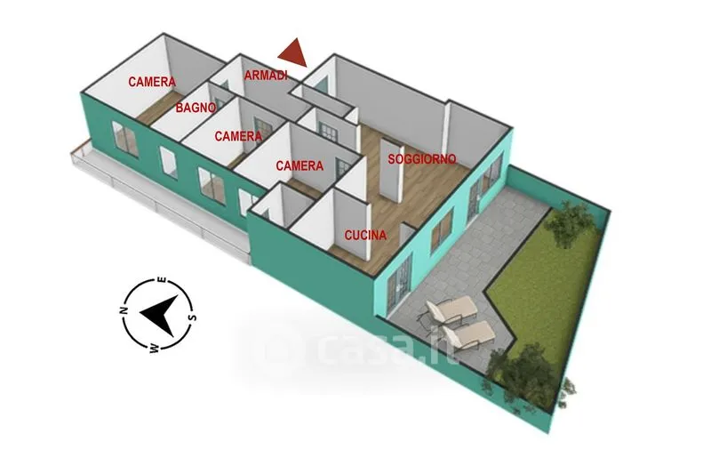 Plan - Restored Apartment with Garden in Genoa