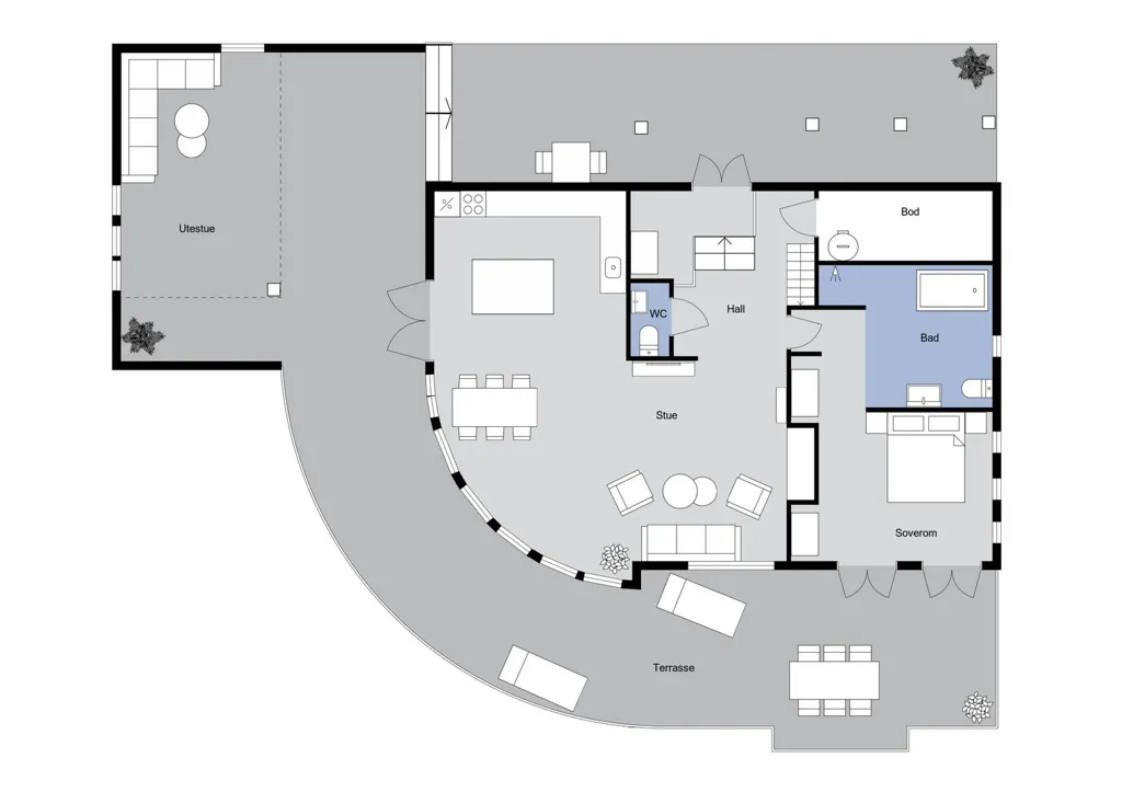 Plan - Two-Property Retreat with Sea View in Vikedal