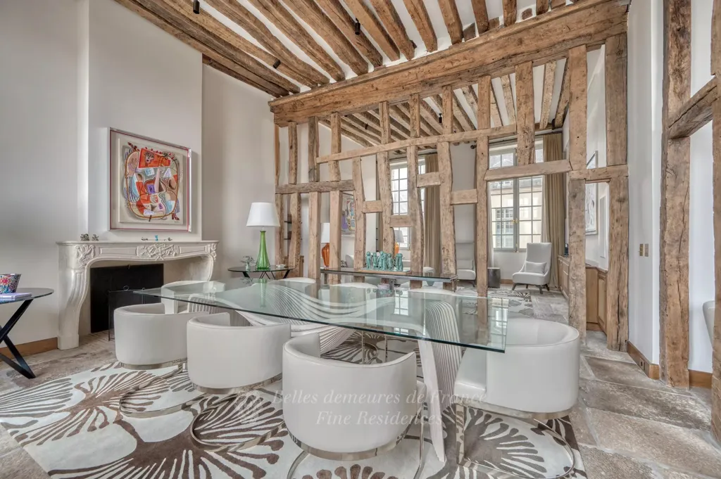 Dining Room - Period Charm Triplex with Seine View in Paris 5th