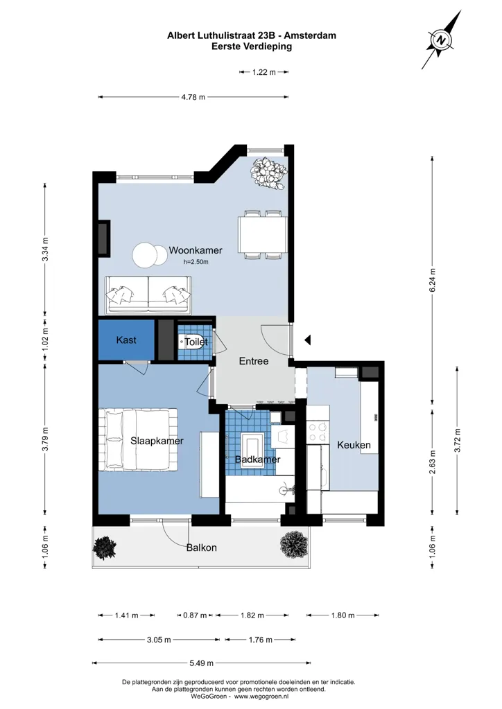 Plan - Charming Apartment with Balcony in Transvaalbuurt