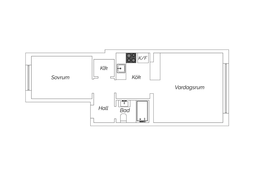 Planimetria - Open-Plan 2-Bedroom with 1930s Charm in Malmö