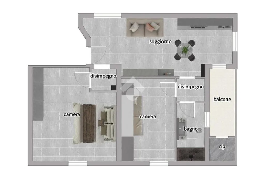 Plaan - Rustic Trilocale with Balcony in Dalmine