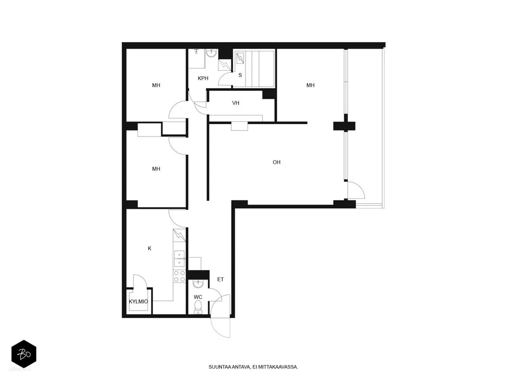 Planimetria - 5th Floor Apartment with West Terrace in Raisio Centre