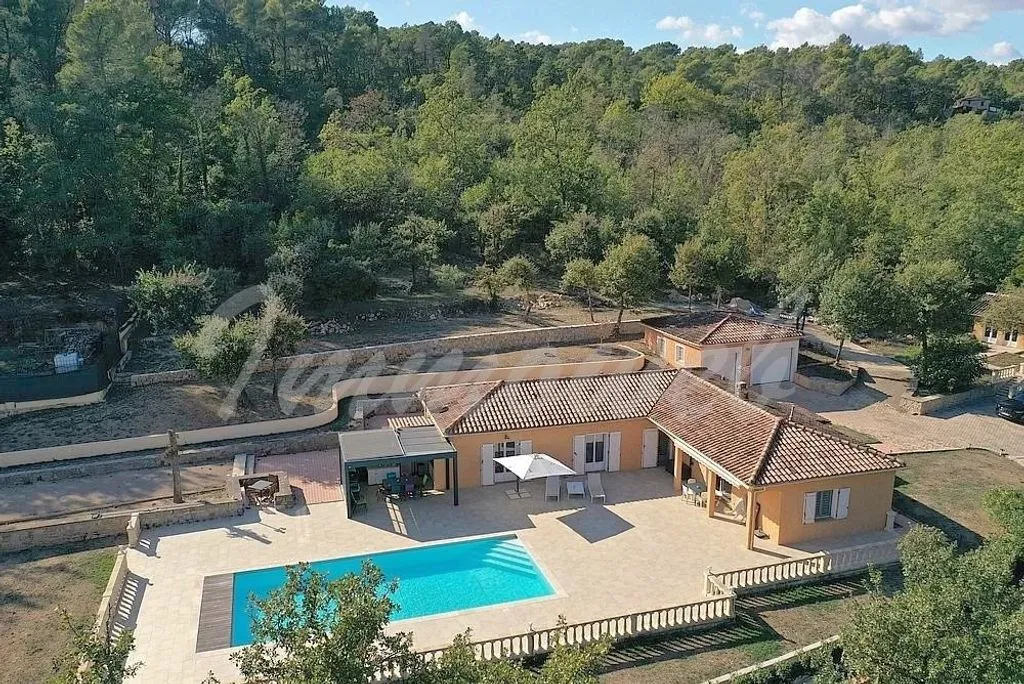 Vue aérienne - Villa de Plain-Pied avec Piscine Chauffée à Fayence