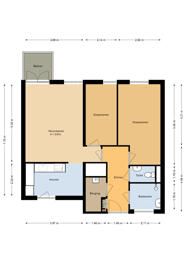 Plaan - 3-Bedroom Apartment with Balcony in Osseveld
