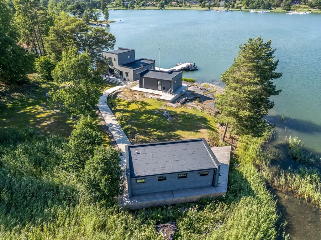 Aerial - Modern Seafront Villa in Söderköping