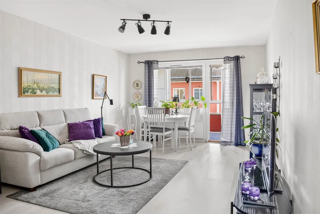 Living Room - Two-Bedroom Flat with Glazed Balcony in Oxelösund
