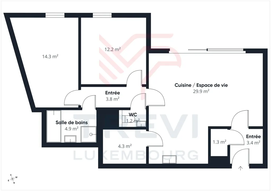 Plan - Appartement 2 Chambres avec Terrasse à Arlon