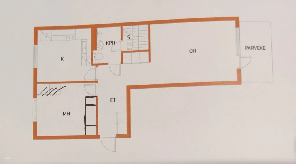 Floor Plan - Spacious Apartment with Balcony in Lahti
