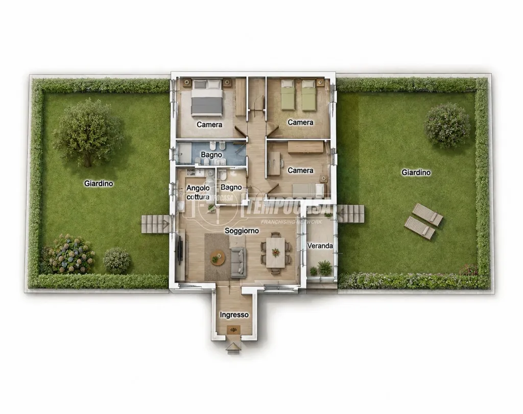 Plan - Quadrilocale with Private Gardens in Milan