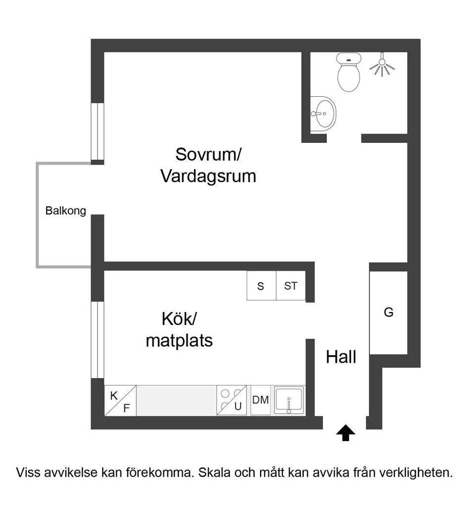 Plan - 1-Bedroom Apartment with Balcony in Norrköping