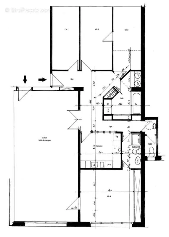 Plan - Appartement Atypique Loft avec 4 Chambres à Lyon 6ème
