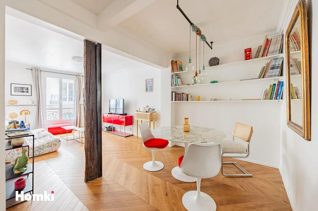 Séjour - Appartement T3 Rénové avec Cave à Paris 75017
