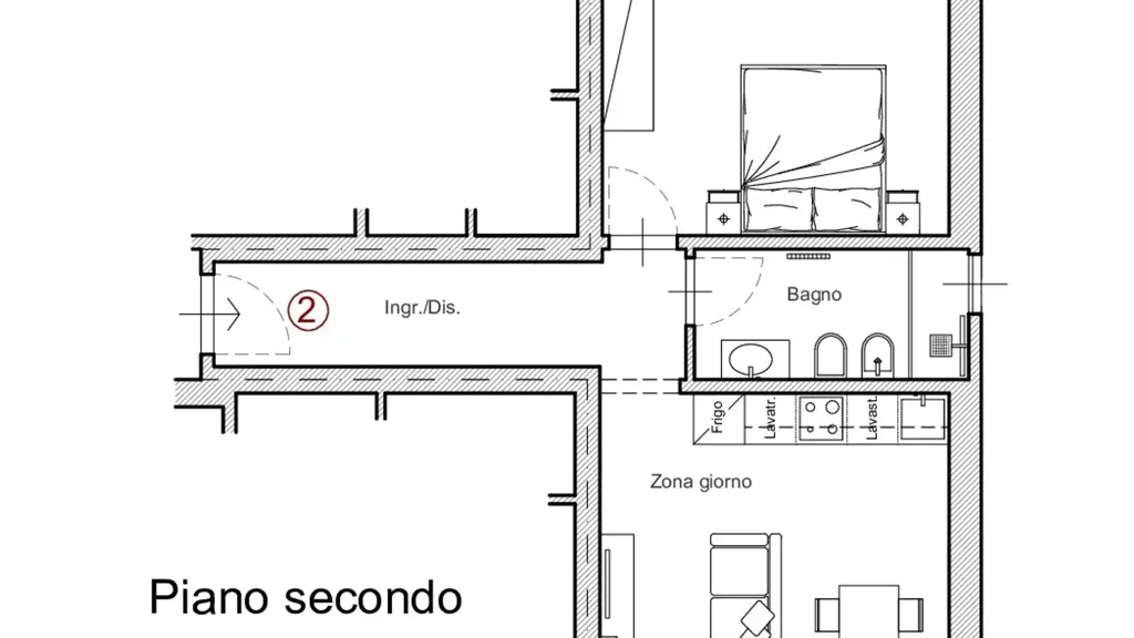 Plan - Modern Bilocale with Terrace in Florence