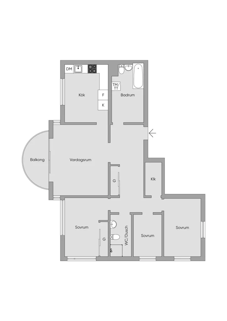 Plaan - Four-Room Apartment with Balcony in Märsta Centre