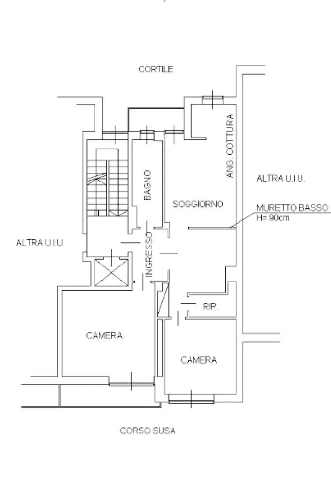 Plan - Restored 3-Bedroom Flat with Balcony in Rivoli