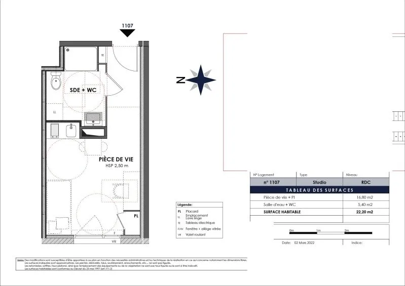 Plan - Appartement Meublé 1 Pièce dans le Quartier Le Petit Maine, Champcevinel