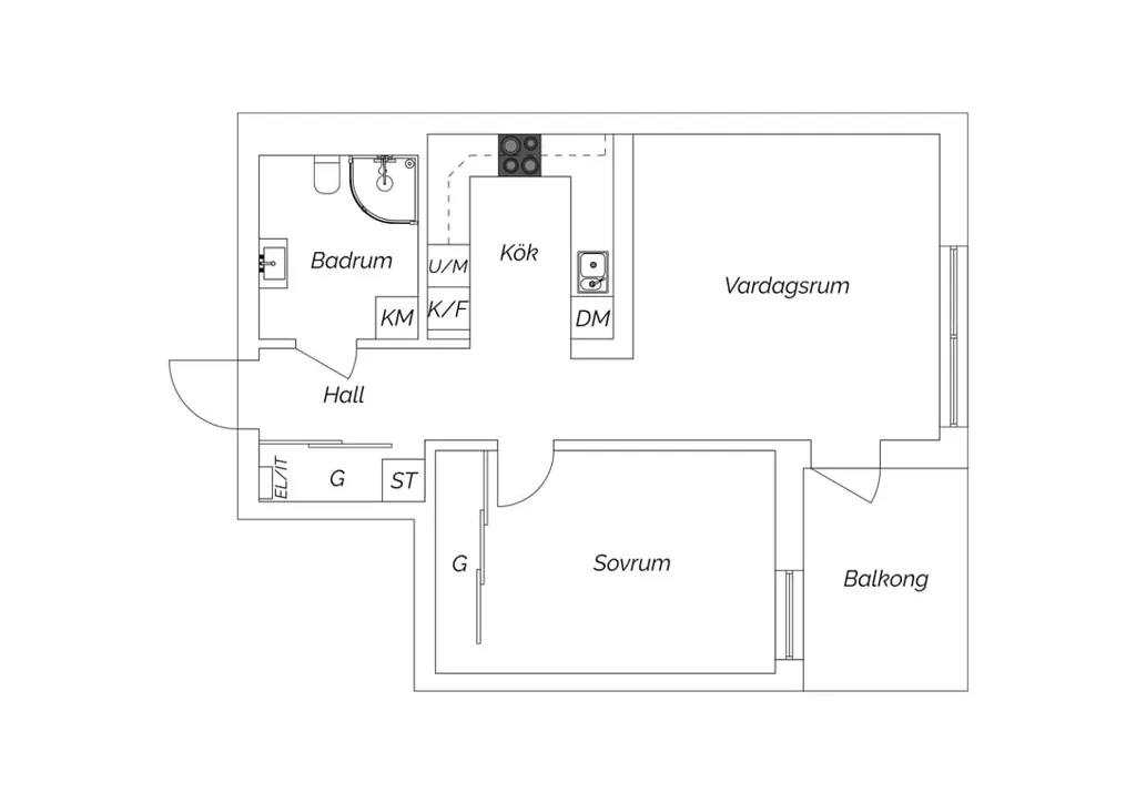 Plaan - Two-Bedroom Flat with South Balcony in Långbro Park