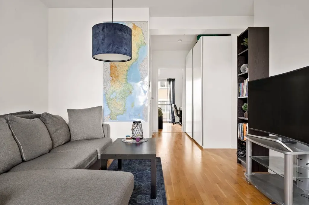 Living Room - Modern Flat with Balcony in Enköping Centre