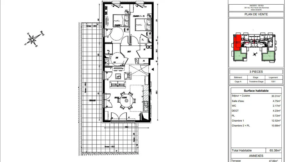 Plan - Appartement Neuf avec Terrasse à Angers