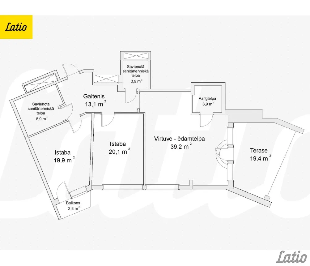 Plan - 3-Bedroom Apartment with Terrace in Riga