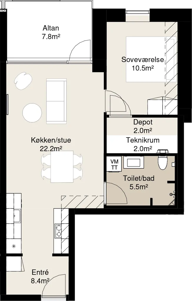 Plaan - Apartment with Balcony in Randers NV
