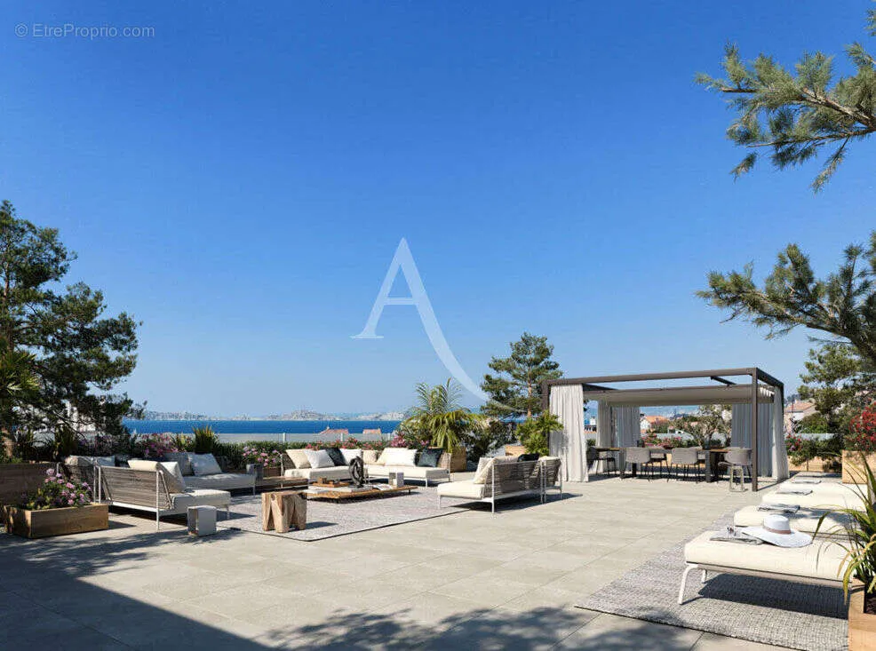 Terrasse - Appartement Neuf avec Vue Mer à Marseille