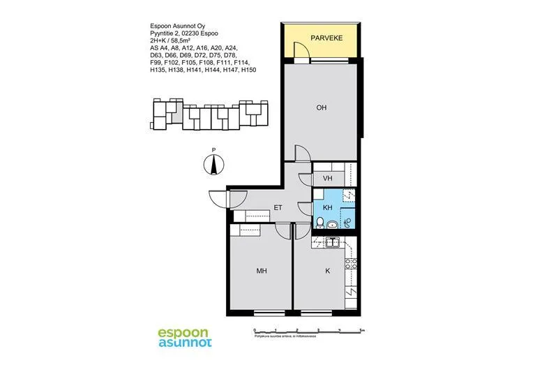 Planimetria - Apartment with Sea View in Tiistilä, Espoo