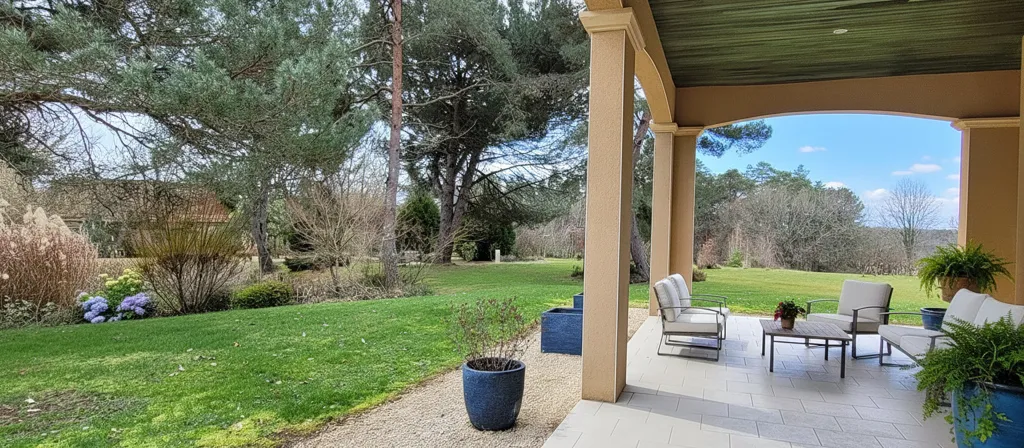 Terrasse - Maison avec Piscine Chauffée à Fleurac