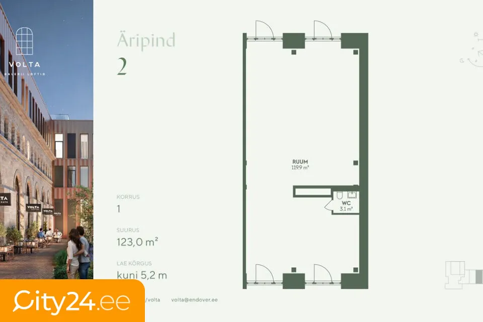 Plan - Commercial Space with High Ceilings in Kalamaja
