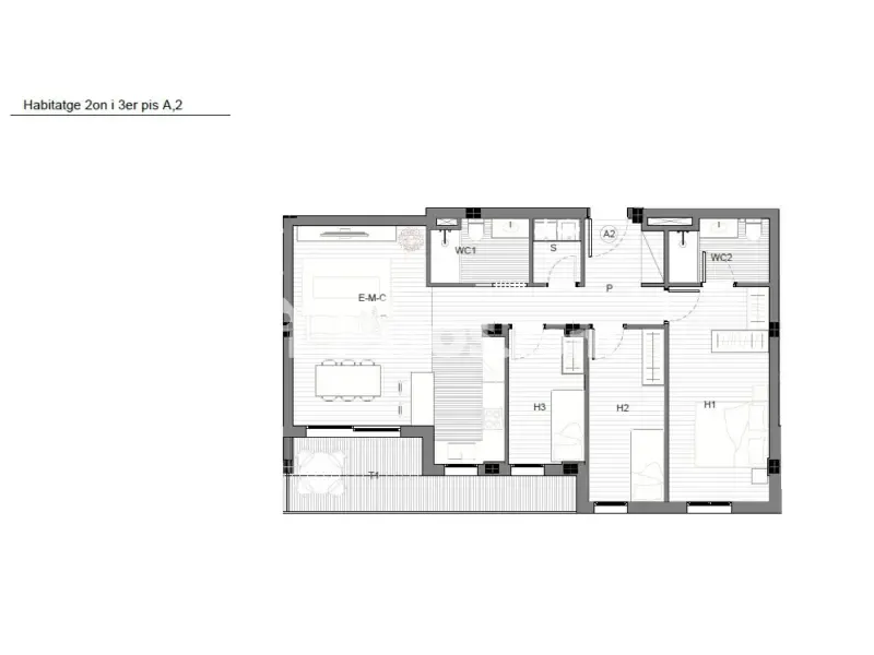Plan - Modern Flat with South Facing Balcony in Barcelona