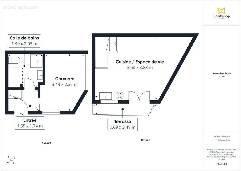 Planimetria - Duplex with Balcony in Montparnasse, Paris