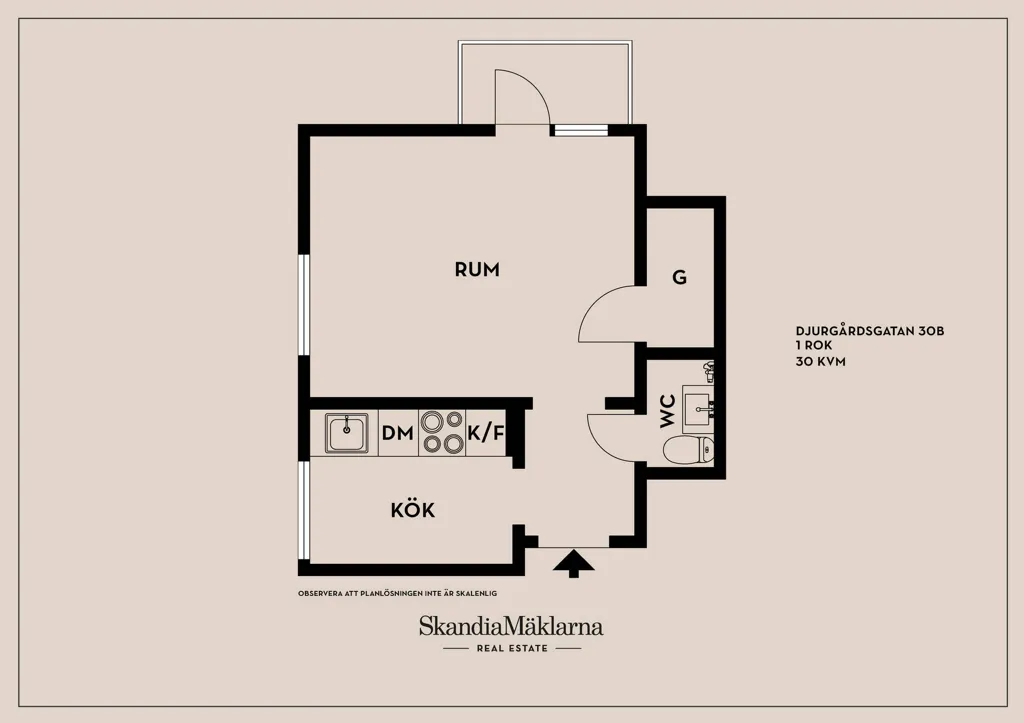 Plaan - Charming Studio Flat with Balcony in Linköping