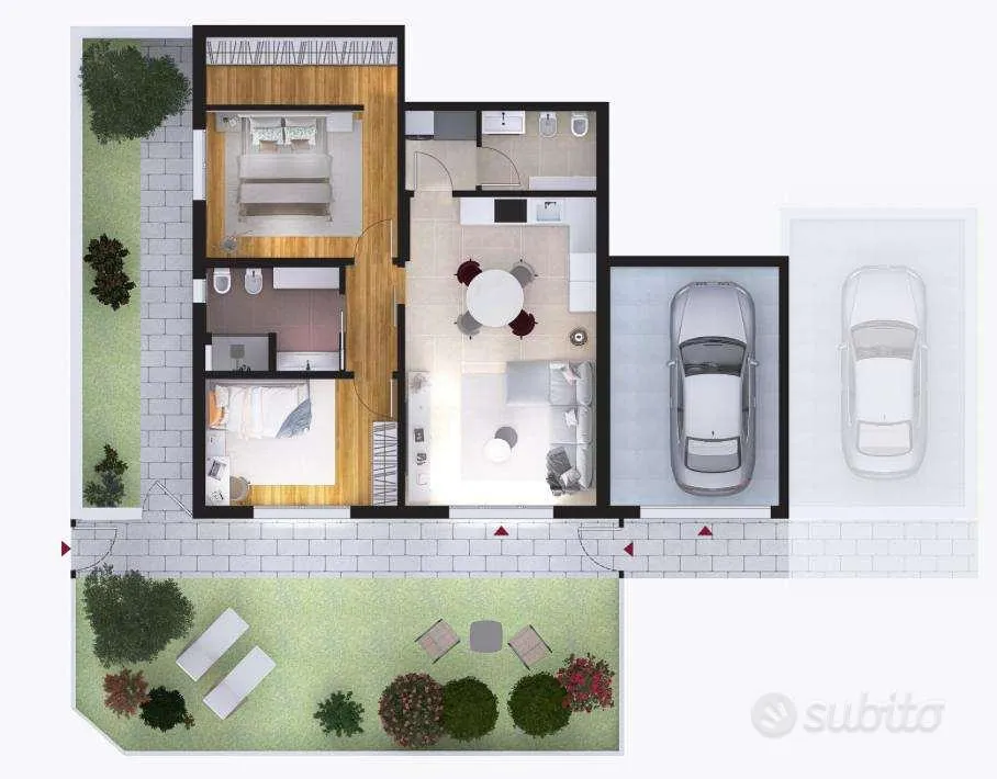 Plan - Ground Floor Apartment with Private Garden in Modena