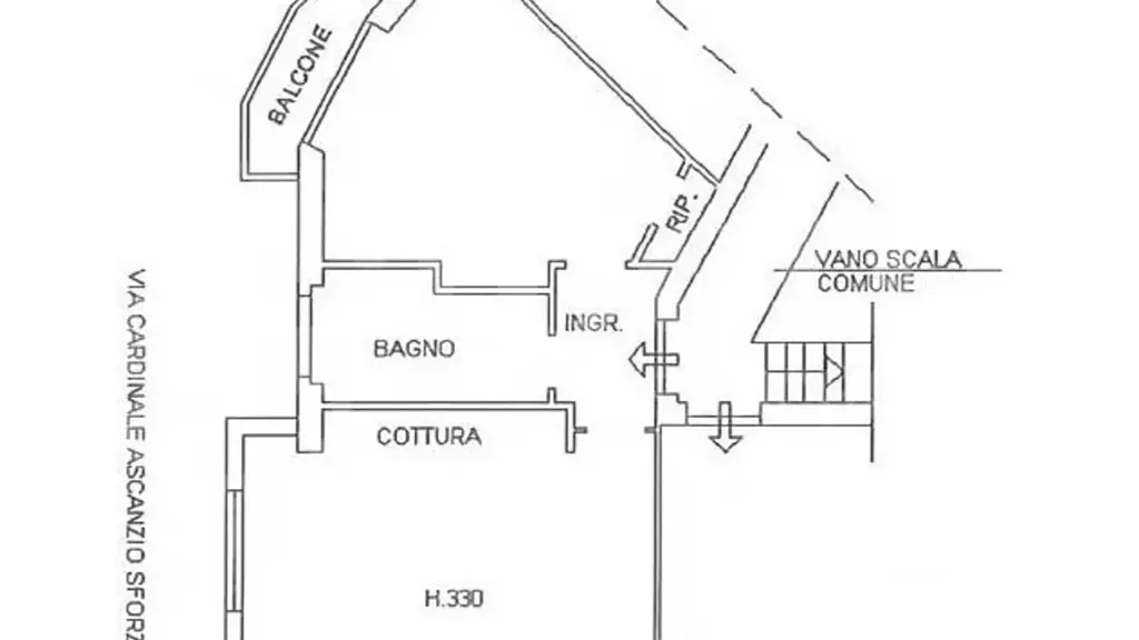 Plan - Rustic-Style Flat with Balcony in Milan