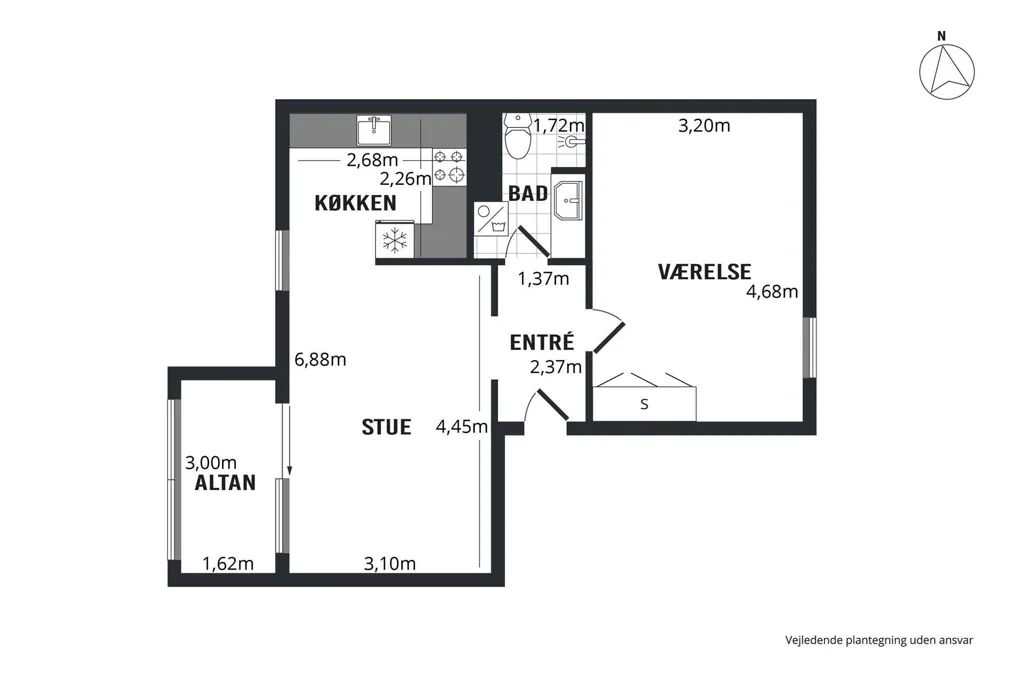 Planimetria - 2-Bedroom Apartment with Balcony in Greve