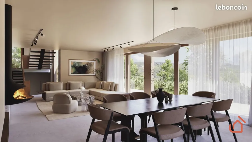 Dining Room - Architectural Villa with Pool in Saint-Didier-au-Mont-d'Or