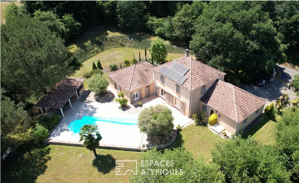 Vue aérienne - Maison Contemporaine aux Portes des Coteaux du Madiran